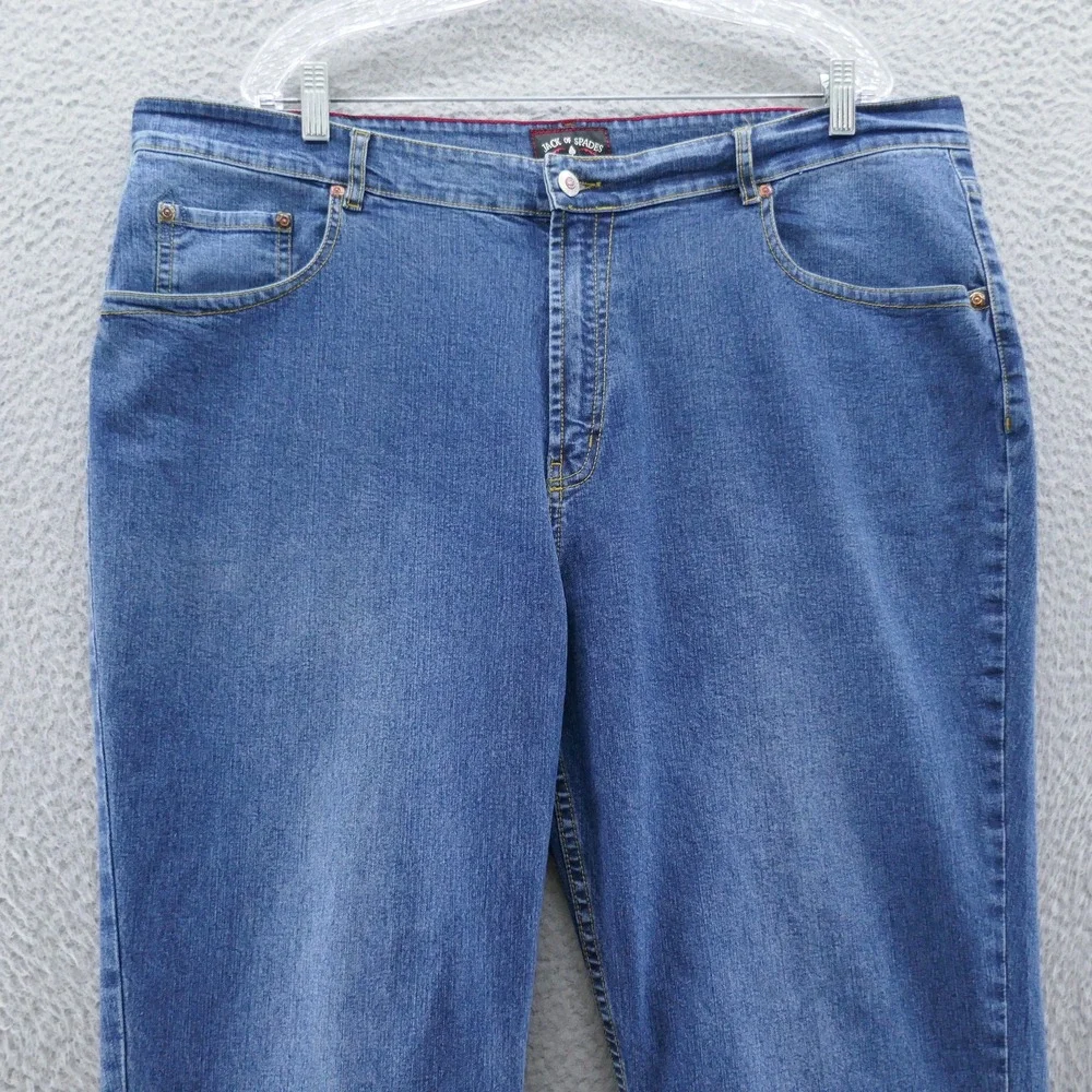 Jack of Spades Mens Medium Wash Straight Leg Stretch Jeans Blue 42x30